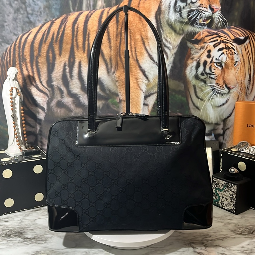 Gucci Black Monogram Tote Bag